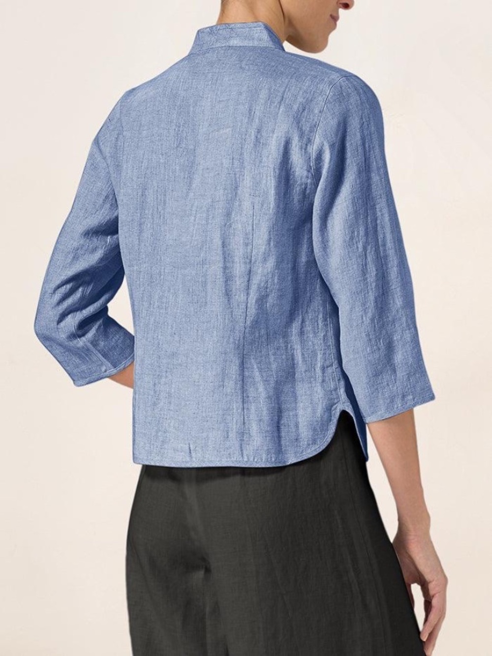 Lintico 100% linen Amelia tailored jacket top Mandarin collar shacket minimalist - Picture 8 of 10